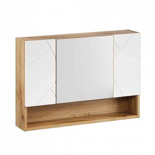 Badplaats ZRCADLOVÁ SKŘÍŇKA Manello 3 dveře dub s mat bílá - 80 x 17 x 60 cm
