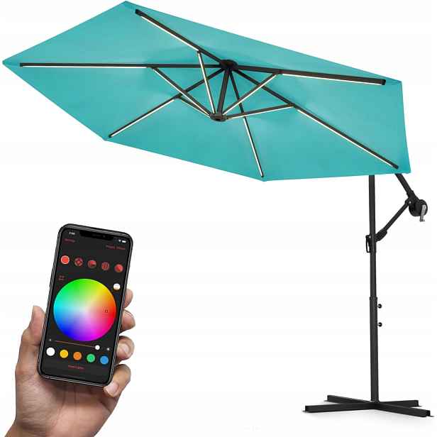 Swing & Harmonie Luxusní Deštník Ø350 Led S Rgb Osvětlením, Tyrkysový