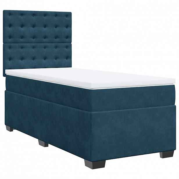 vidaXL Box spring postel s matrací modrá 80 x 200 cm samet
