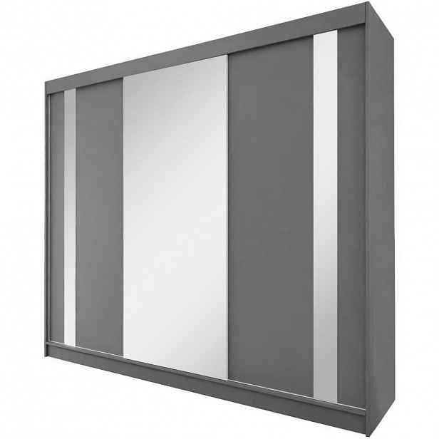Beautysofa SKŘÍŇ s posuvnými dveřmi Gaja 240/216/61, grafit se zrcadlem