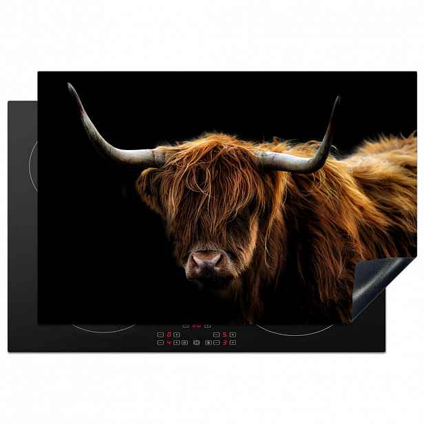 MuchoWow KRYT NA INDUKČNÍ DESKU Skotský horal - Rohy - Černá - Zvířata - Příroda - Divoká - Kráva 76x51.5 cm