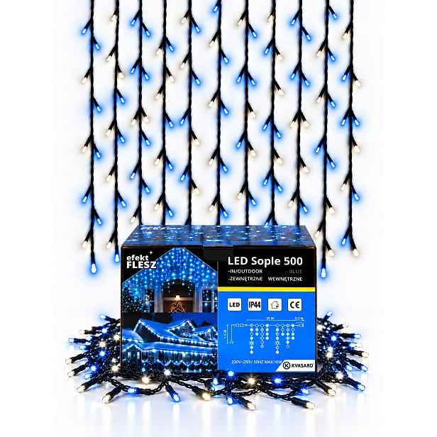 Rampouchy 500LED S Zeleným Kabelem IP44 Modrý Studený Flash 25M