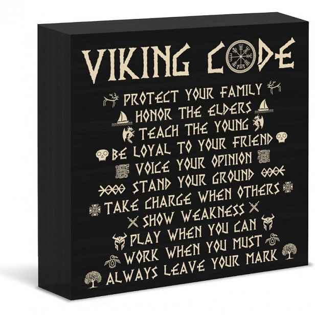 TEMU 2D plochá, 2D plochá motivační dekorativní ozdoba Viking imitace dřeva - Nástěnné umění/Stolní dvojí použití ve stylu nordického vikingského