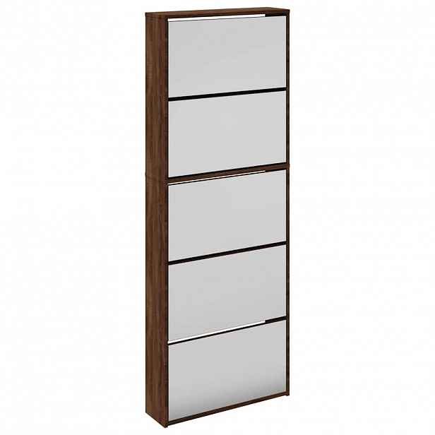 vidaXL Botník se zrcadlem 5patrový hnědý dub 63 x 17 x 169,5 cm
