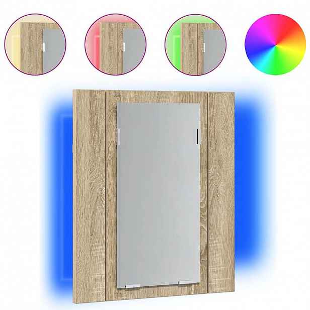vidaXL LED koupelnová skříňka se zrcadlem dub sonoma 40x12x45 cm akryl