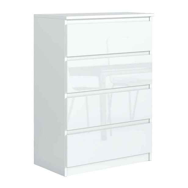 MASSENO KOMODA NUDO, 70/102/39 cm se 4 zásuvkami a dvířky, bílá