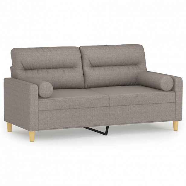 vidaXL 2místná pohovka s polštáři taupe 140 cm textil