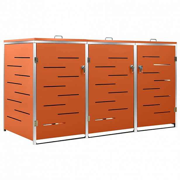 vidaXL Přístřešek na tři popelnice 207 x 77,5 x 115 cm nerezová ocel