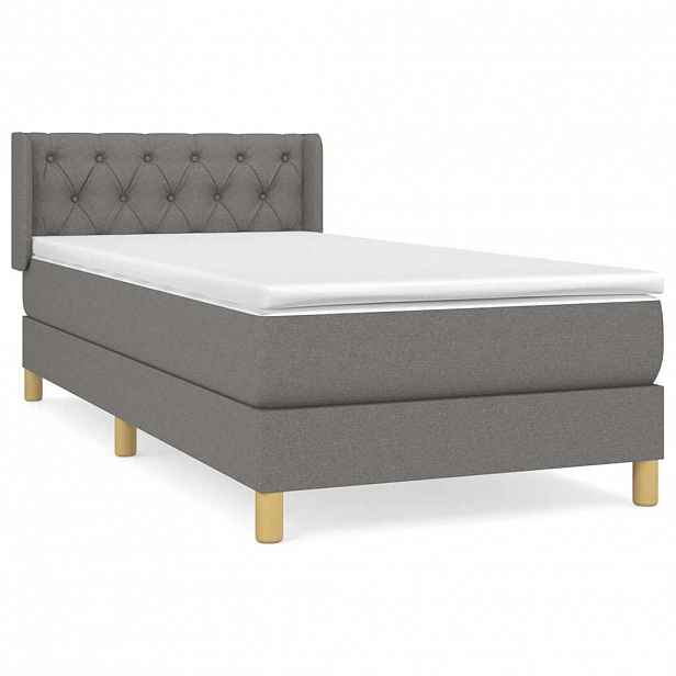 vidaXL Box spring postel s matrací tmavě šedá 80 x 200 cm textil