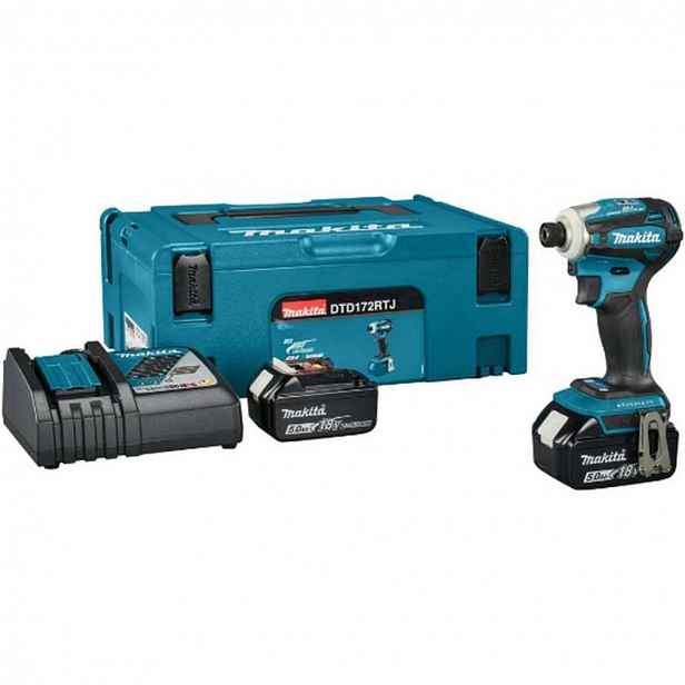 Makita - 18V AKU rázový utahovák, 2x aku 5,0 Ah LXT, nabíječka DTD172RTJ