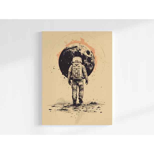 Plakát Astronaut Měsíc Vesmír Vintage Retro 75x100