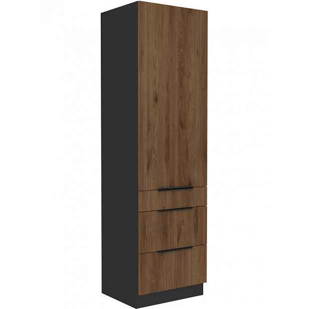 Potravinová skříňka se šuplíky TOVA - šířka 60 cm, ořech okapi / černá