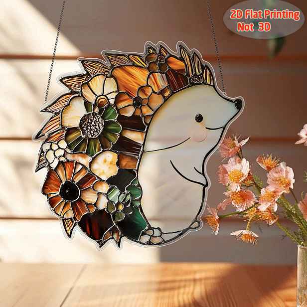 TEMU 2D Plochý, 1 Roztomilý Ježek Lapač Snů Závěsná Dekorace - 20,07 cm X 20,07 cm, Závěsná Ozdoba na Zahradní Okno, Nástěnné Umění Inspirované