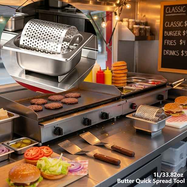 TEMU Nástroj na rychlé roztírání másla, nezbytnost truck, nástroj pro rychlé podávání v restauraci, velkokapacitní miska na roztírání másla + váleček