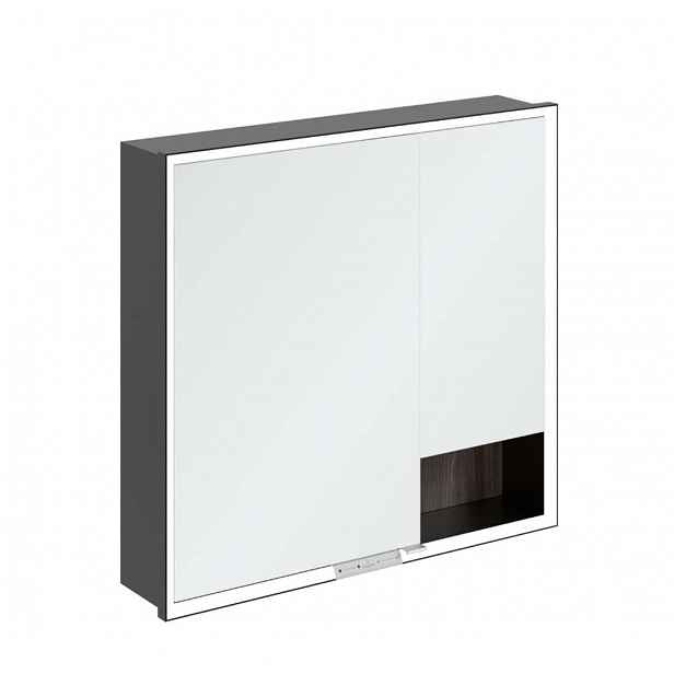 Villeroy & Boch My View+ - Zrcadlová skříňka s LED osvětlením 80x75x17 cm, 2 dvířka, Stone Oak/matná černá B48280RK