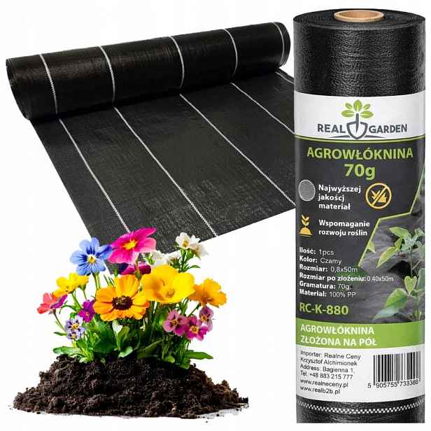 Agrotextilie 140G 1,6X50M Černá Uv Agrotextilie Protiplevelová Rohož Velká