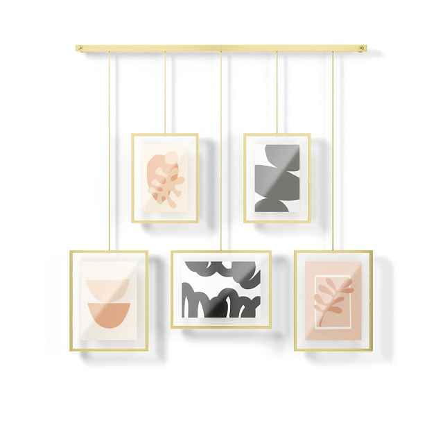 Kovové rámečky na zeď ve zlaté barvě v sadě 5 ks 66x69 cm Exhibit – Umbra