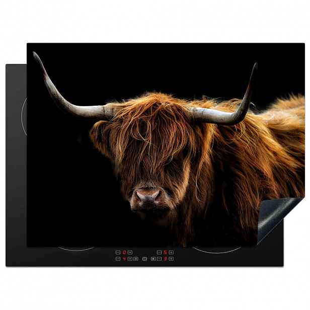 MuchoWow KRYT NA INDUKČNÍ DESKU Skotský horal - Rohy - Černá - Zvířata - Příroda - Divoká - Kráva 71x52 cm