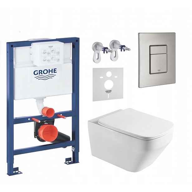 Sada Wc Grohe 820 mm s mísou Wc Imprese Naron a tlačítkem ocel matná