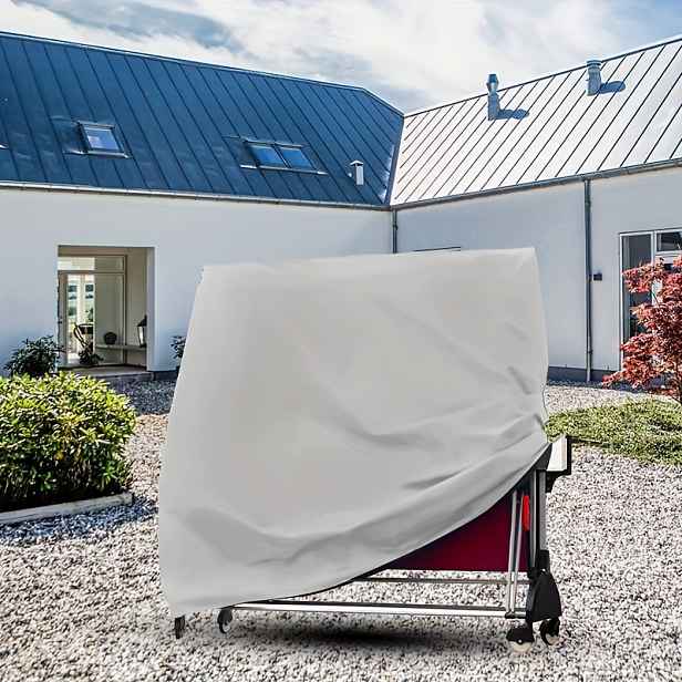 TEMU Odolný skládací potah na pingpongový stůl z oxfordské tkaniny - 65 x 28 x 73 palců, černý s bílými pruhy, trvanlivý a snadno čistitelný design,