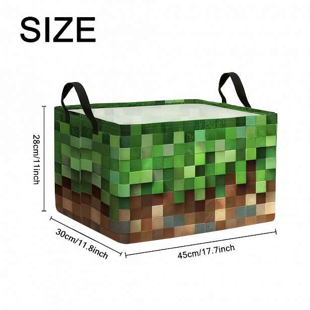 TEMU Prací koš ve stylu pixel art - 1 ks, skládací moderní koš na prádlo, retro videoher, úložný koš místo, vhodný do dámských ložnic, studentských
