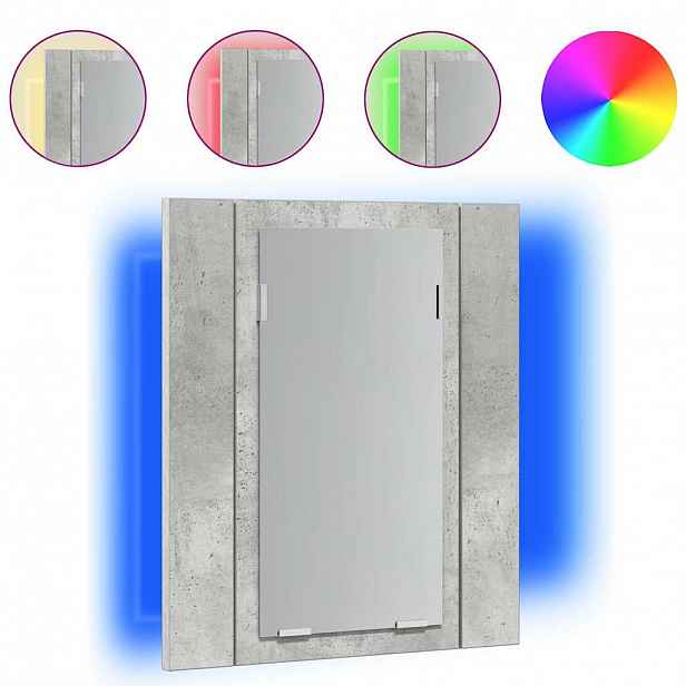 vidaXL LED koupelnová skříňka se zrcadlem betonově šedá 40x12x45 cm