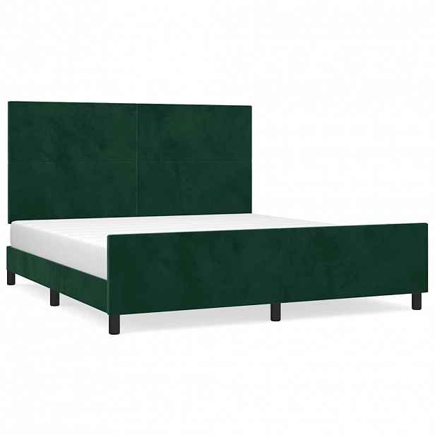 vidaXL Rám postele bez matrace tmavě zelená 160 x 200 cm samet