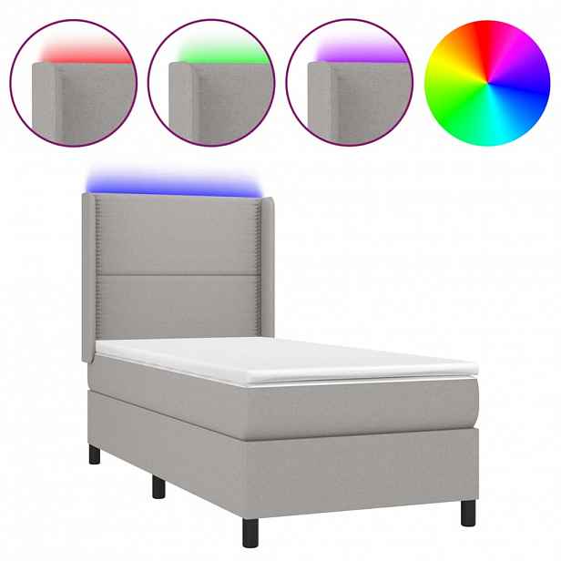 vidaXL LED box pružinová postel s čelo textil