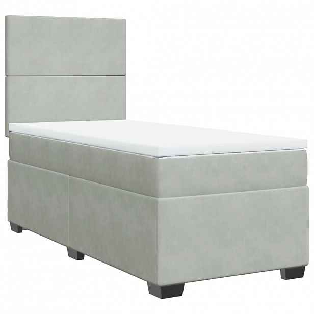vidaXL Box spring postel s matrací světle šedá 90x190 cm samet