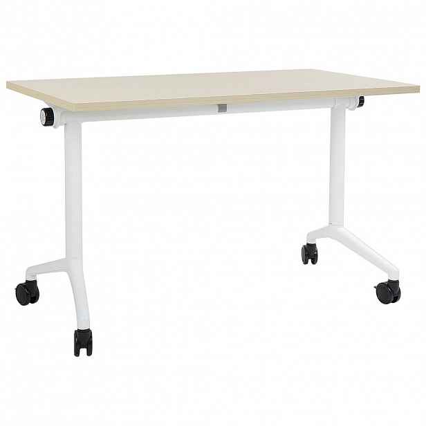 Beliani PSACÍ STŮL Skládací Světle hnědý 120/60 cm s kolečky Cavi