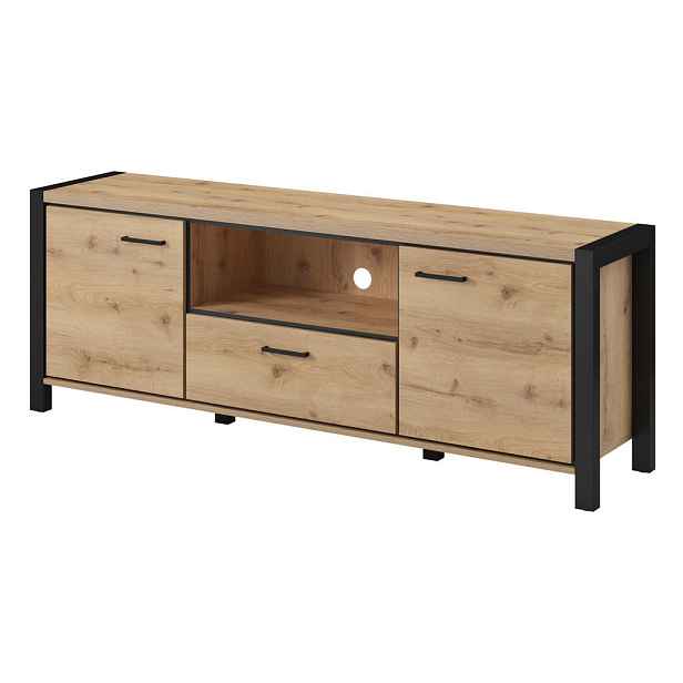 MASSENO TV STOLEK ATTIVO, 180x41x65 cm s 1 zásuvkou a 2 dvířky, dekor dub