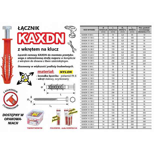 Rozpěrná hmoždinka 12x340 na klíč Amex, šroubovací kolíky 12 x 340 20 ks