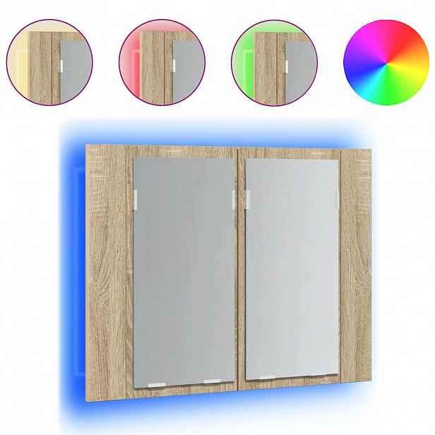 vidaXL LED koupelnové zrcadlo dub sonoma 60 x 12 x 45 cm akrylové