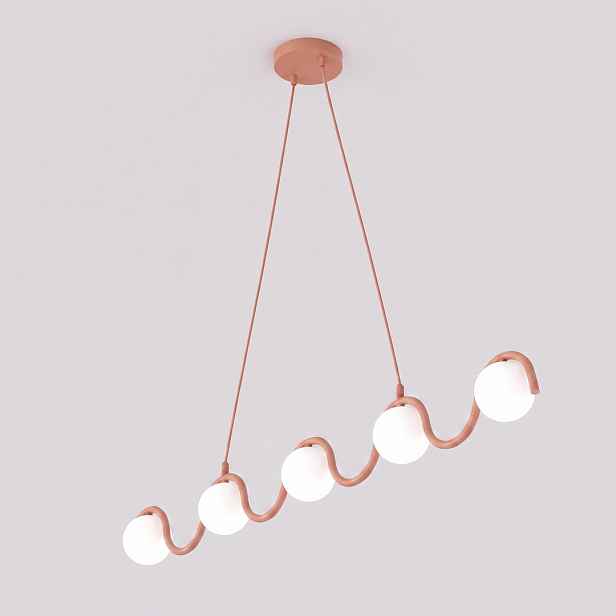 Závěsná lampa Sinus 5 Coral, 5 x G9, 120 cm, korálová ocel a sklo