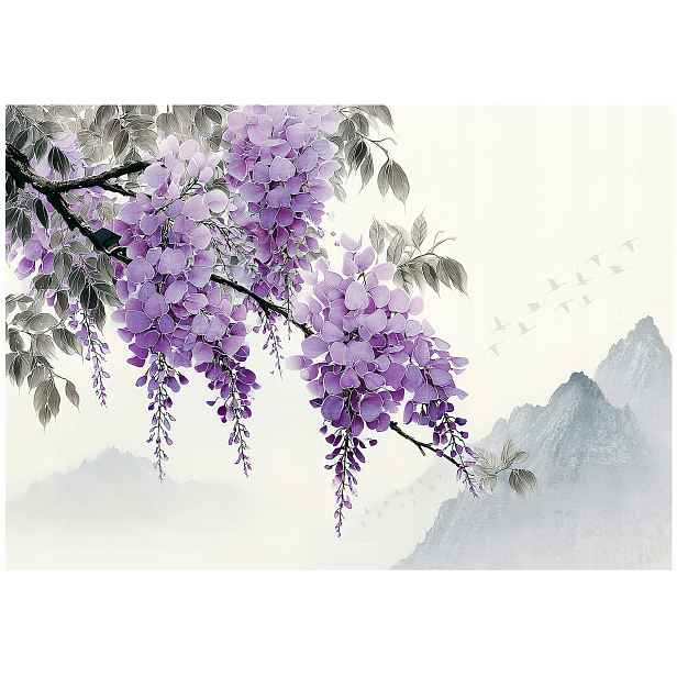 Tapeta Fialové Květiny Wisteria Tapeta Do Předsíně Obývacího Pokoje Kanceláře 368x254