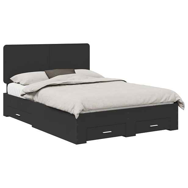 vidaXL Rám postele se zásuvkou Černá 140 x 190 cm Kompozitní dřevo