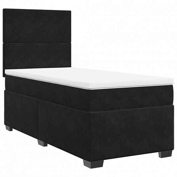 vidaXL Box spring postel s matrací černá 90x190 cm samet