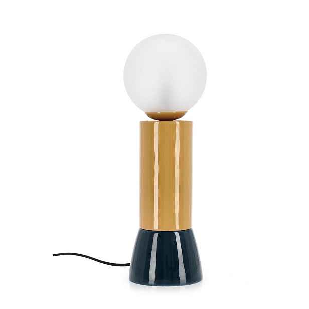 Kovová stolní lampa se skleněným stínidlem (výška 47 cm) Malton – Bizzotto