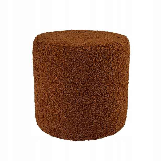 Taburet kulatá rolf teddy bouclé beránek barva rudá
