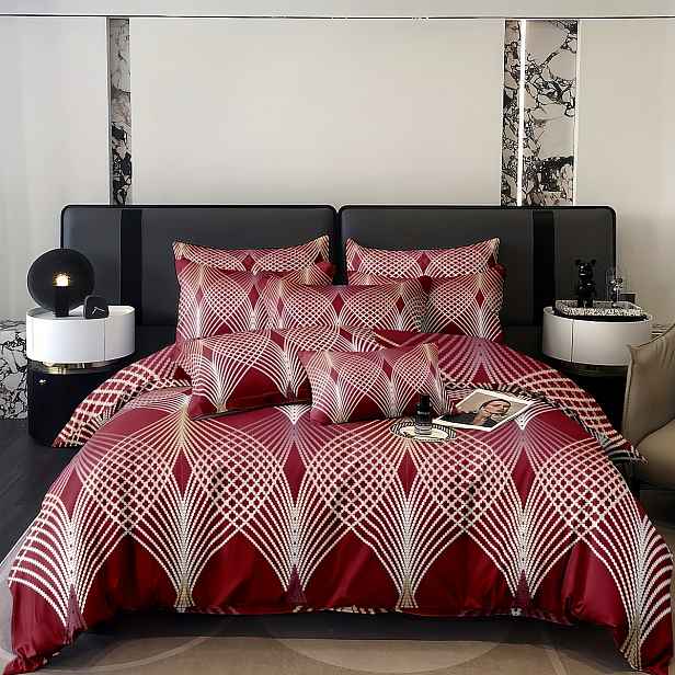 TEMU 3ks Vintage Vínová Geometrická Linková Sada Povlečení na Peřinu s Polštářovými Povlaky | Vhodné pro Moderní Lehký Luxus/Nový Čínský/Vintage