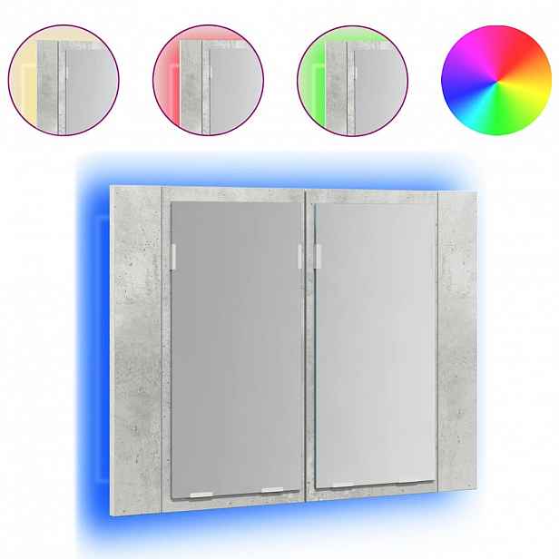 vidaXL LED koupelnová skříňka se zrcadlem betonově šedá 60x12x45 cm