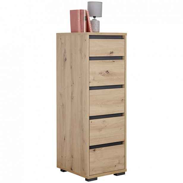 KOMODA, antracitová, barvy dubu, 40/120/48 cm Carryhome