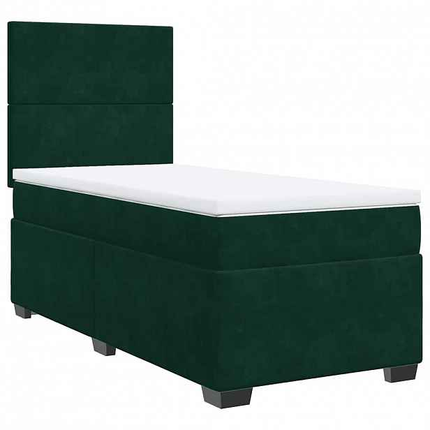 vidaXL Box spring postel s matrací tmavě zelená 90x190 cm samet
