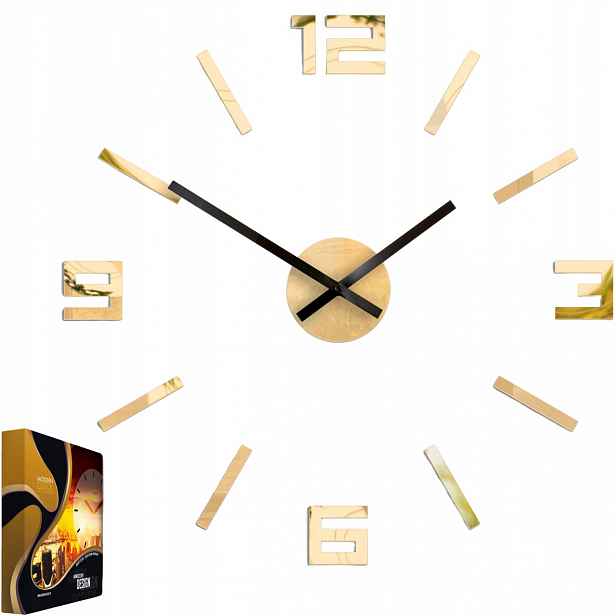 Akrylové nástěnné hodiny Quartzový mechanismus Arabic Gold Mirror Kulatý