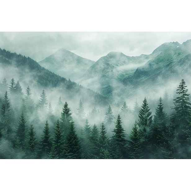 Fototapeta Flizelina Krajina Pohled Na Hory Les Stromy Mlha 368x254 130g