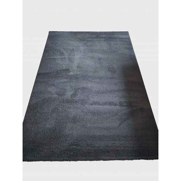 Koberec černý do obývacího pokoje, 160 x 230 cm, plyšové měkké štětiny
