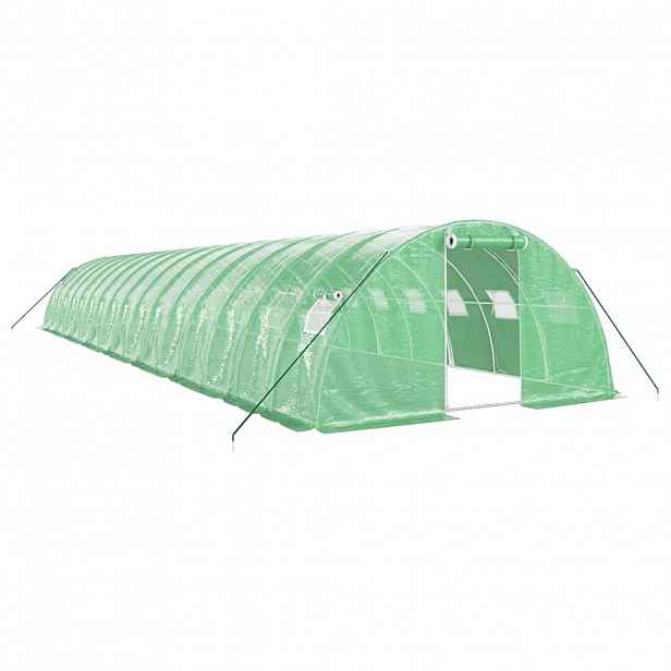 vidaXL Skleník s ocelovým rámem zelený 64 m² 16 x 4 x 2 m