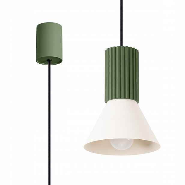 Závěsná lampa Estria 1 béžová/zelená olivová
