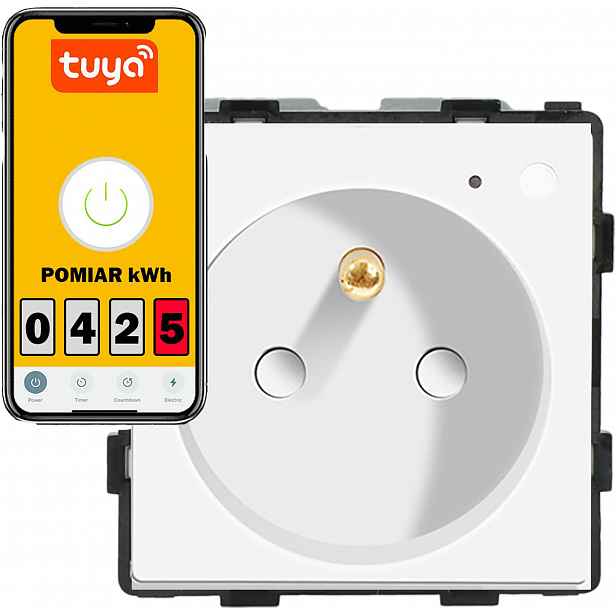 Modul Zásuvka Chytrá Zásuvka S Kolíkem Bílá WiFi Měření Energie 1F