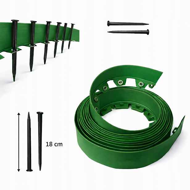 Zahradní Lem Trávníkový 20 m Zelený 4 cm Plast Vysoký